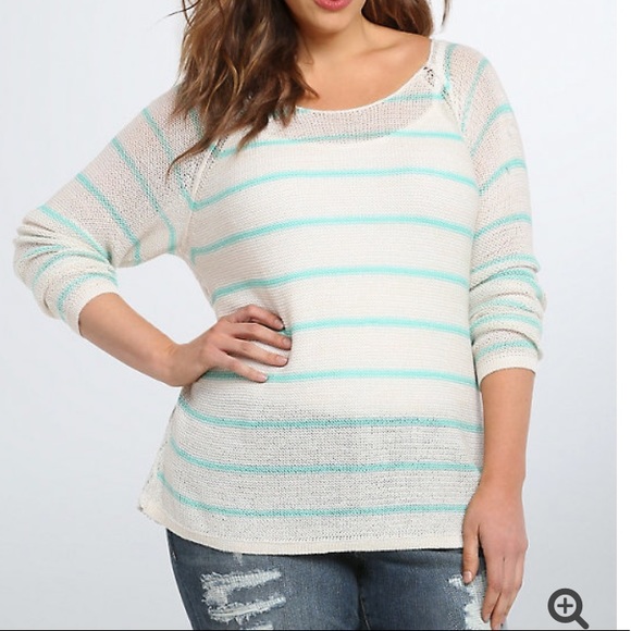 ‼️3 For $30‼️ TORRID-STRIPED CROCHET BACK SWEATER